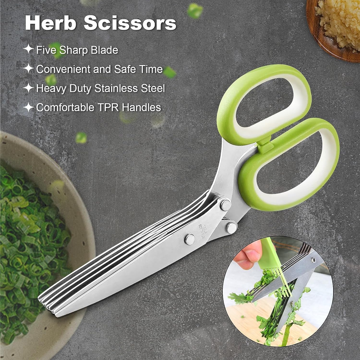Kitchen Scissors Set, Heavy Duty Kitchen Scissors Stainless Steel, Sharp Kitchen Shears & Herb Scissors with Cover for Food Meat Cutting - 2 Pack