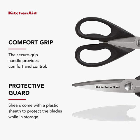 Image of All Purpose Kitchen Shears with Protective Sheath for Everyday Use, Dishwasher Safe Stainless Steel Scissors with Comfort Grip, 8.72-Inch, Black