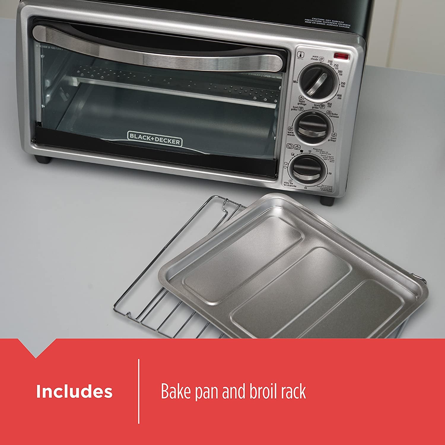 4-Slice Convection Oven, Stainless Steel, Curved Interior Fits a 9 Inch Pizza, TO1313SBD