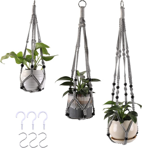 Image of 3 Pack Plant Hanger Indoor Hanging Planter Basket for Indoor Plants Hanging Plant Holders Indoor