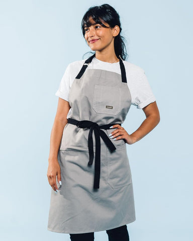 Image of Daily Cotton Kitchen Apron for Cooking- Mens and Womens Professional Chef or Server Bib Apron - Adjustable Straps with Pockets and Towel Loop (Grey)