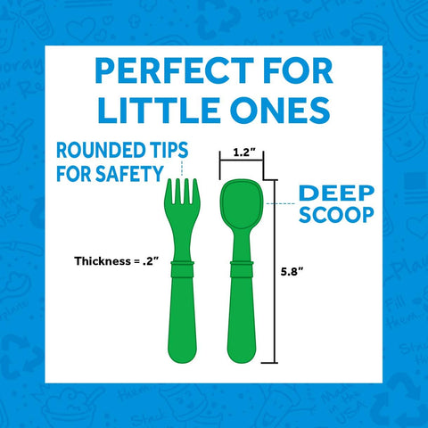 Image of Made in USA Toddler Forks and Spoons, Pack of 12 with Carrying Case - 6 Kids Forks with Rounded Tips and 6 Deep Scoop Toddler Spoons - 0.2" Thick Toddler Utensils with Case, Princess