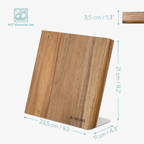 Image of Wooden Magnetic Knife Holder - Universal Wood Magnetic Block & Organizer for Knives, Scissors, Utensils - Acacia, 9.1" X 8.9"