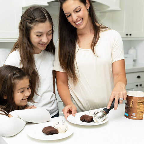 Image of Ice Cream Scoop - Heavy Duty 18/8 Stainless Steel with Soft Grip Handle, Professional Sturdy Ice Cream Scooper, Premium Kitchen Tool for Cookie Dough, Gelato, Sorbet, Melon, Black