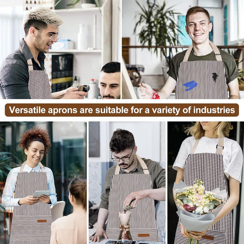 Image of Adjustable Kitchen Cooking Apron with 2 Pockets Unisex Bib Chef Aprons for Women Men