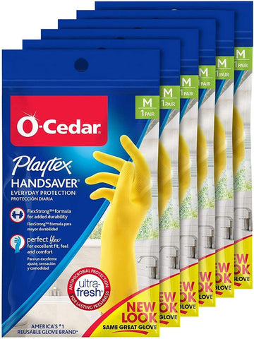 Image of Handsaver Rubber Gloves for Kitchen and Household Cleaning (6 Pairs)