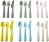 Plastic 18-Piece Cutlery Set Mixed Colours, Set of 6 Sppon, 6 Fork and 6 Knife