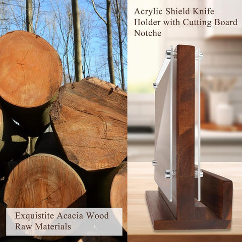 Image of Magnetic Knife Block Acrylic Shield Kitchen Home Knife Holder with Cutting Board Notche Double Side Knife Rack Stands with Strong Enhanced Magnets Multifunctional Storage Knife Stand