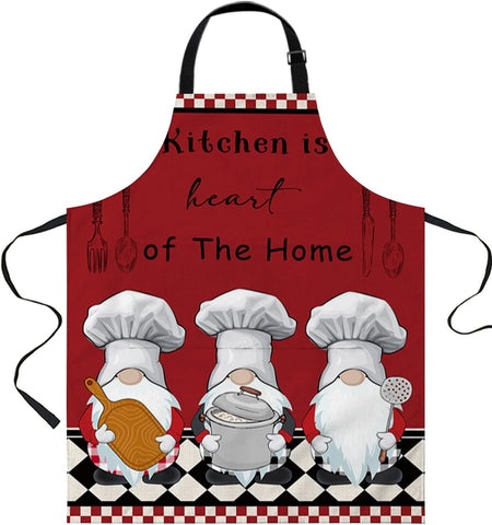 Image of Chef Apron Adjustable Bib Aprons, Fat Chef Kitchen Cooking Apron with Pockets for Men Women Cook Gnomes