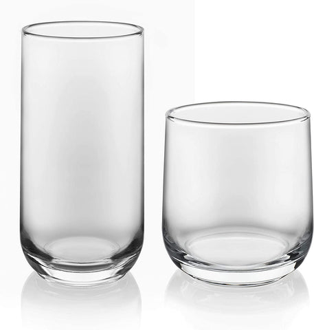 Image of Ascent 16-Piece Tumbler and Rocks Glass Set, Clear