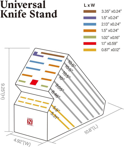 Image of Bamboo Knife Storage Block without Knives, 20 Slot Universal Knife Holder Countertop Butcher Block Knife Stand for Easy Kitchen Storage