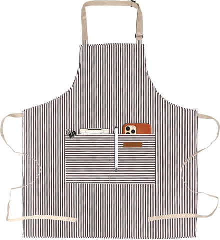 Image of Adjustable Kitchen Cooking Apron with 2 Pockets Unisex Bib Chef Aprons for Women Men