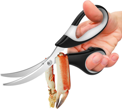 Image of Kitchen Shears 3 Pack - Kitchen Scissors Set with Heavy Duty Kitchen Shears, Herb Scissors with 5 Blades and Cover, Seafood Scissors