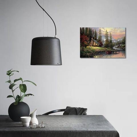 Image of Landscape Oil Painting Kinkade Wall Art Country Pastoral Pictures in Frame with Lake Mountain Wall Decor Cityscape Canvas Poster for Living Room Bedroom Decor (24X36In Frame,Tms-1)