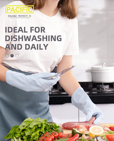 Image of 12 Pairs Dishwahsing Gloves, Rubber Gloves, Blue Kitchen Gloves, Long Dish Gloves for Household Cleaning, Gardening, Medium