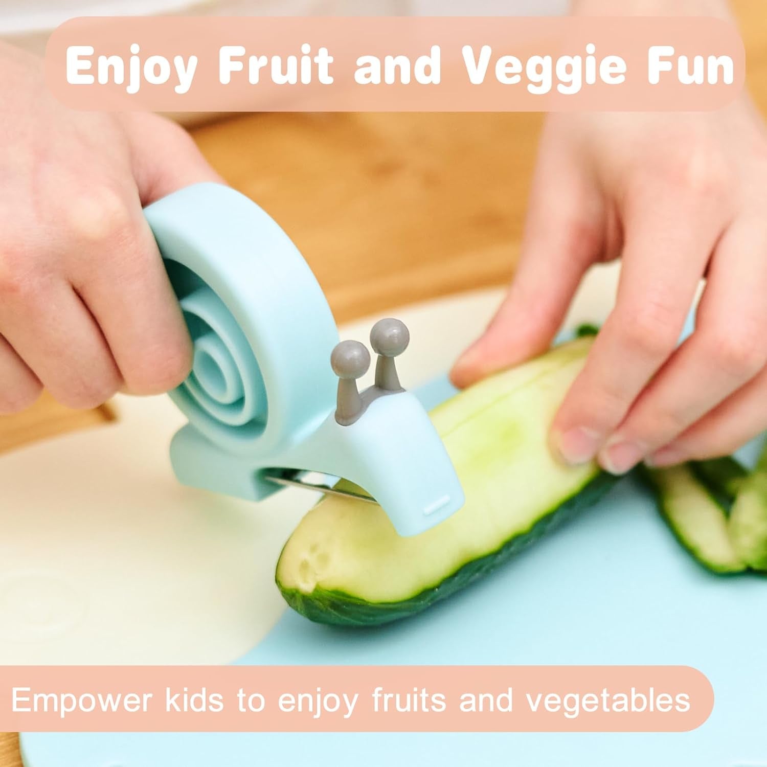 Vegetable Peeler for Kitchen,  Kids Peeler for Potate Carrot Fruit,Cute Snail Design Comfortable Handle for Safety and Control, Peeler for Cucumber, Kiwi, Veggie(Blue)