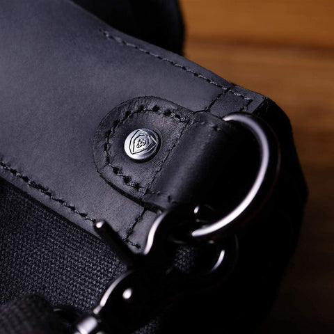 Image of Carrier Bag Case, Nomad Knife Roll - 12Oz Heavy Duty Canvas & Top Grain Leather Roll Bag - 13 Slots - Interior and Rear Zippered Pockets - Blade Travel Storage/Case - Nightmaster (Black)