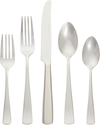 Image of 20-Piece Stainless Steel Flatware Set with Square Edge, Service for 4, Silver