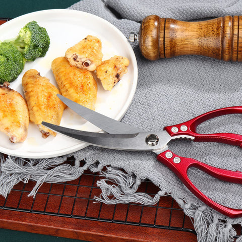 Image of Heavy Duty Kitchen Scissors 2-Pack,High Stainless Steel Sharp Blade,Dishwasher Safe Meat Scissors Cooking Shear for Chicken Fish Meat Color SILVER
