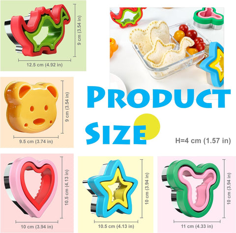 Image of Sandwich Cutter and Sealer, Sandwich Cutter for Kids 5 PCS(BIG), Decruster Sandwich Maker, Great for Lunchbox and Bento Box - Boys and Girls Kids Lunch