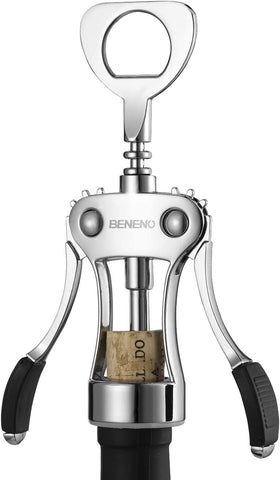 Image of Wine Opener, Zinc Alloy Premium Wing Corkscrew Wine Bottle Opener with Multifunctional Bottles Opener, Upgrade