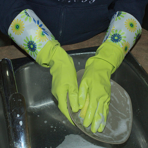 Image of Reusable Waterproof Household Rubber Latex Cleaning Gloves, Kitchen Gloves - Pack of 3