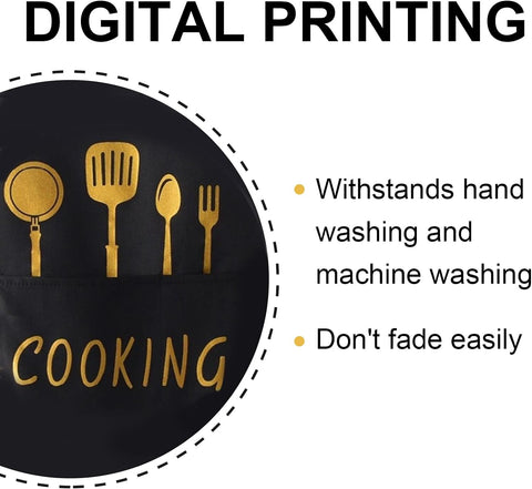 Image of Kitchen Apron with Pockets for Women and Men Chef, Hand-Wiping, Waterproof for Cooking, Barbecue