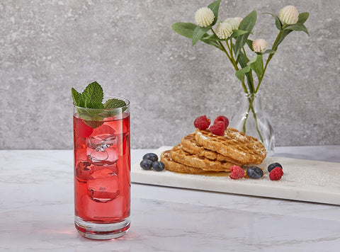 Image of Faye 13Oz Highball Glasses, 6Pc Tall Glass Sets. Lead-Free Crystal Drinking, Water Glasses, Mojito Cups, Tom Collins Bar Glassware, and Mixed Drink Cocktail Glass Set