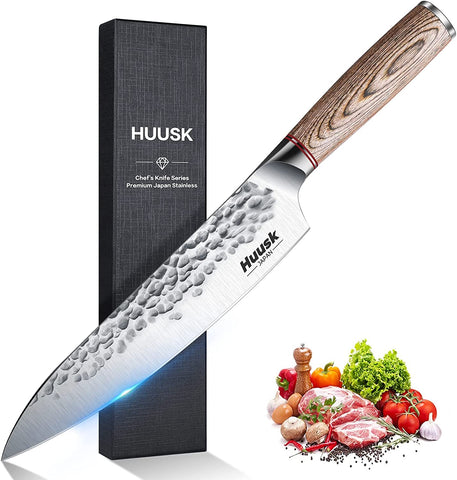 Image of Professional Kitchen Knife Set Japanese Santoku Knife High Carbon Steel Vegetable Meat Knife with Ergonomic Pakkawood Handle and Gift Box for Family Restaurant