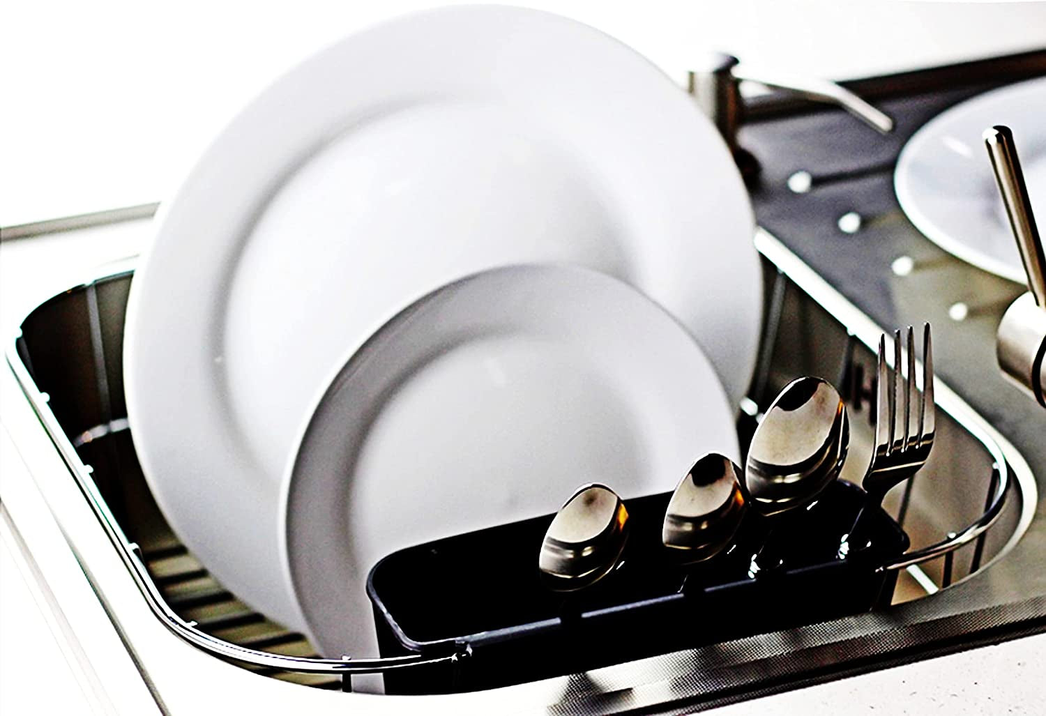 Deluxe Chrome-Plated Steel Small Dish Drainers (Black)