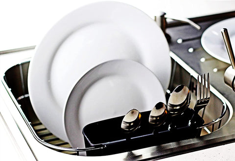 Image of Deluxe Chrome-Plated Steel Small Dish Drainers (Black)