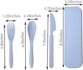 8 Pack Portable Travel Utensil Set with Case, Wheat Straw Reusable Spoon Knife Forks Tableware, Cutlery for Kids Adult Travel Picnic Camping or Daily Use (8 Colors)