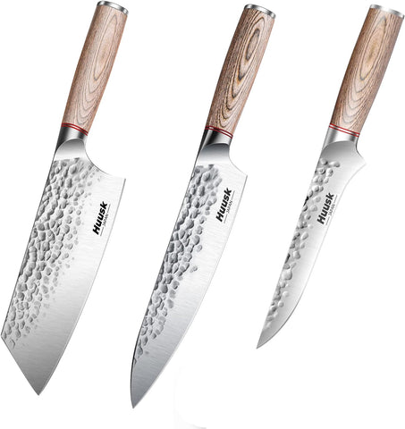 Image of Professional Kitchen Knife Set Japanese Santoku Knife High Carbon Steel Vegetable Meat Knife with Ergonomic Pakkawood Handle and Gift Box for Family Restaurant