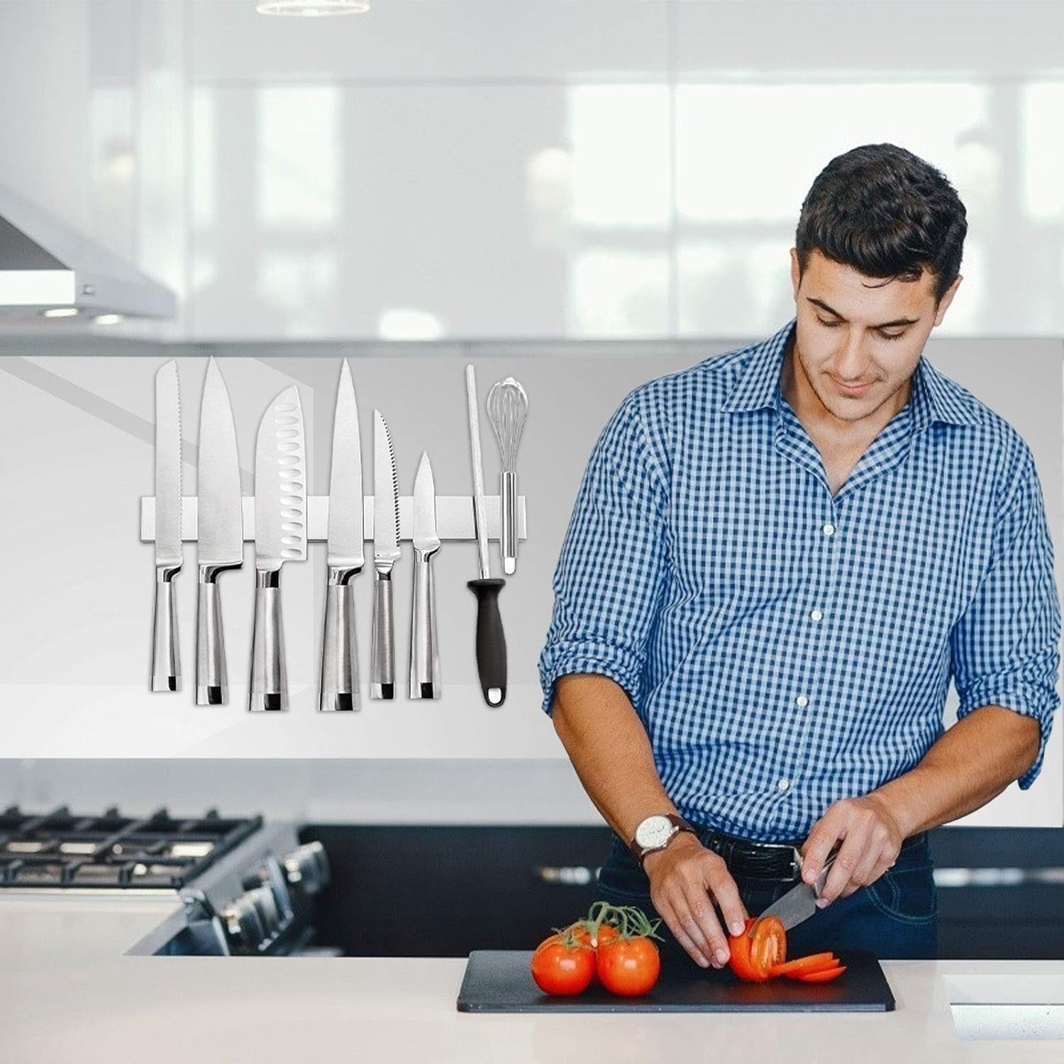 Magnetic Knife Strip, 20 Inch Stainless Steel Magnetic Knife Holder for Wall, Knife Storage Bar, Knife Rack, Magnetic Tool Organizer, Home & Kitchen Accessories, Kitchen Utensil Holder