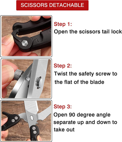 Image of Kitchen Shears,Heavy Duty Poultry Shears,Detachable Easy to Clean Thoroughly,Multi-Purpose Stainless Steel Kitchen Scissors for Rigid Bones, Chicken,Fish,Meat, Herbs,Outdoor Bbq.Dishwasher Safe.