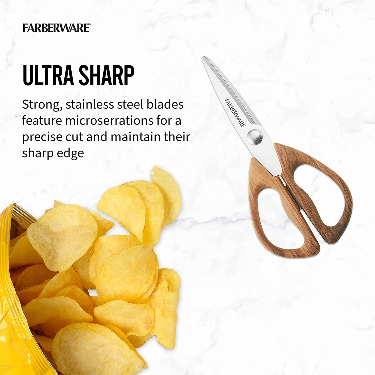 5221282 All Purpose Shear, Pecan Wood Handles 8.2 X 3.5 X 0.5 Inches