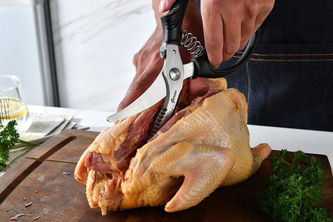 Image of Heavy Duty Poultry Shears - Kitchen Scissors for Cutting Chicken, Poultry, Game, Meat - Chopping Vegetable - Spring Loaded