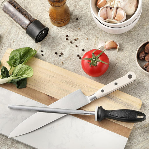 Image of Knife Sharpener Rod,  12 Inch Knife Sharpening Steel, Knife Sharpening Rod with Ergonomic PP Handle (Black)