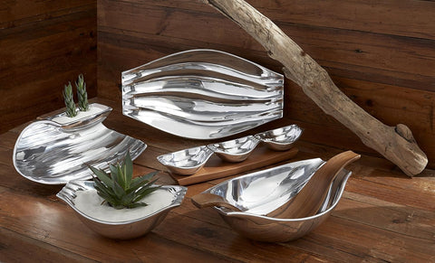 Image of Drift Chip & Dip Server Set | Made of Alloy Metal | for Guacamole, Nachos, Chips, and Salsa | Appetizer and Snack Serving Tray