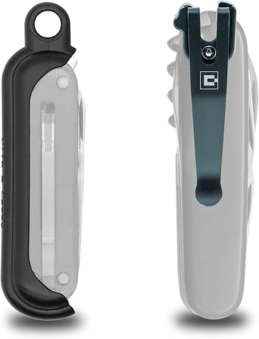 Image of Bundle of BLACK Swissqlip for 91Mm Victorinox Swiss Army Knife Models & Swisslinq Keychain Case for Classic SD Models