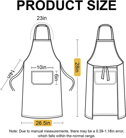 Image of Kitchen Apron with Pockets for Women and Men Chef, Hand-Wiping, Waterproof for Cooking, Barbecue