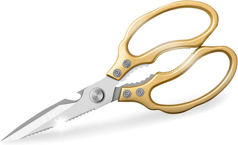 Image of Kitchen Scissors, Heavy Duty Sharp Kitchen Shears Dishwasher Safe,Gold Kitchen Accessories Cooking Shears for Kitchen Meat Chicken Fish Poultry Herb Bread (Gold)