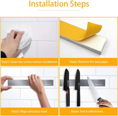 Image of 12 Inch Self-Adhesive Magnetic Knife Holder, Magnetic Knife Strip for Wall Mounting, No Drilling (Stainless Steel-12 In)