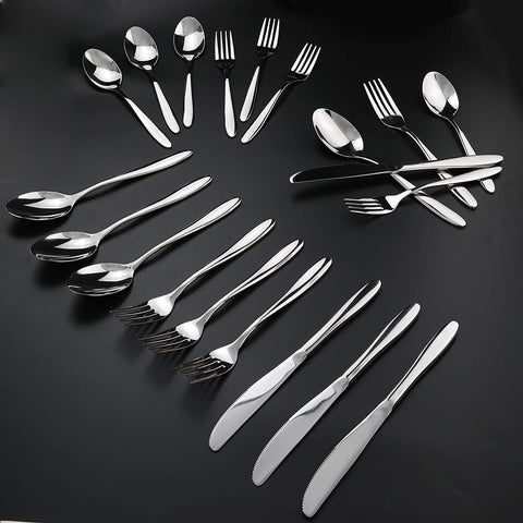 Image of Stainless Steel Flatware Set for 10, 50 Pieces Dinner Table Silverware