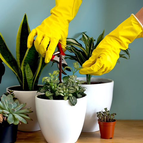 Image of Rubber Kitchen Dishwashing Gloves - 4 Pairs Colorful Reusable Household Cleaning Gloves for Washing Dishes and Cleaning Tasks, Flexible Durable and Non-Slip (Large, Blue+Pink+Yellow+Orange)