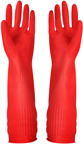 Image of Rubber Cleaning Gloves Kitchen Dishwashing Glove 3-Pairs,Waterproof Reuseable.(Large)