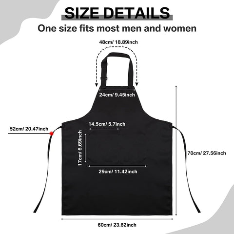 Image of 24 Pack Adjustable Bib Apron with 2 Pockets Cooking Kitchen Aprons Black Chef Apron Water Oil Stain Resistant BBQ Work Apron for Women Men Drawing Crafting Outdoors Smock