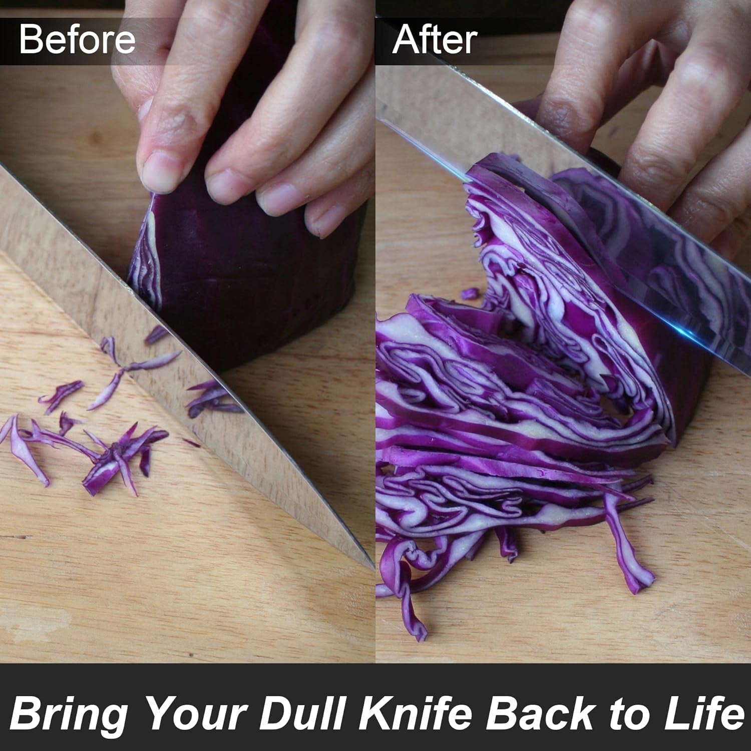 Knife Sharpeners, Kitchen Knife Sharpener with 2 Slots - for Coarse and Fine Sharpening | Blade Sharpener for Reshaping and Restoring Straight Knives, Easy to Use