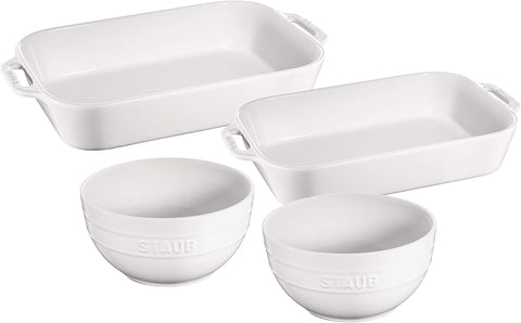 Image of Ceramic 4-Pc Baking Dish and Bowl Set - White