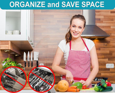 Image of 10 Inch Knife Magnetic Strip Use as Magnetic Knife Holder for Wall - Magnetic Knife Strip - Magnetic Knife Bar - Wall Kitchen Magnetic Rack Holder